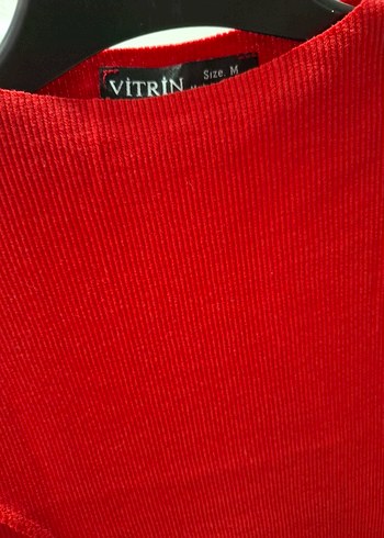 m Beden kırmızı Renk TERS DİKİŞ FİTİLLİ PENYE ELBİSE