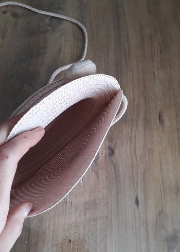 Somon rengi ayıcıklı hasır çanta - Görsel 4