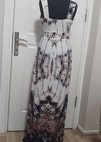 Bohem Tarz Uzun V Yaka Beyaz Elbise - Görsel 2