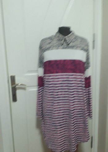 Bordo Gri Uzun Kollu Hamile Tunik - Görsel 2