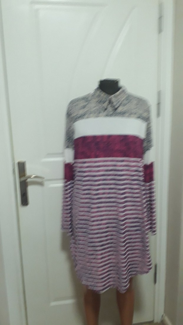 Bordo Gri Uzun Kollu Hamile Tunik - Görsel 2