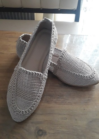 Örgü Detaylı Bej Kadın Babet Ayakkabı - Görsel 3