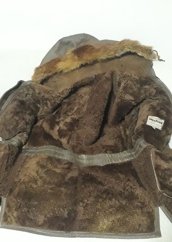 Kürklü Bej Deri Kadın Mont - Görsel 3