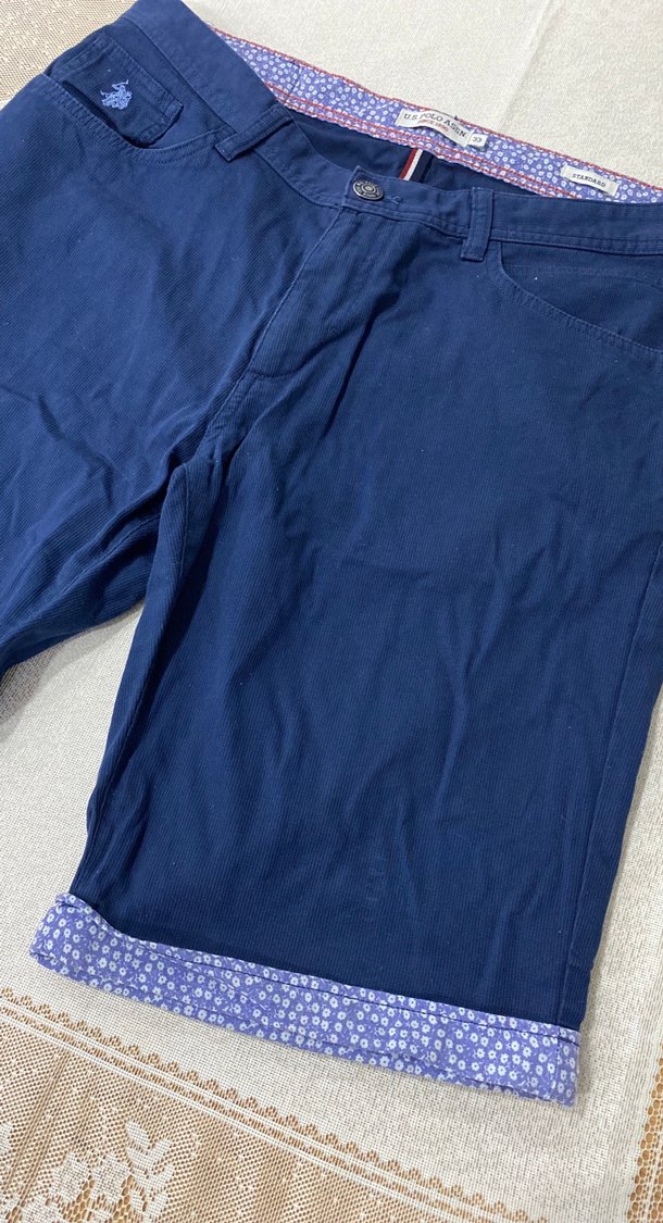 Erkek Lacivert Kemerli Pamuk Şort - Görsel 5