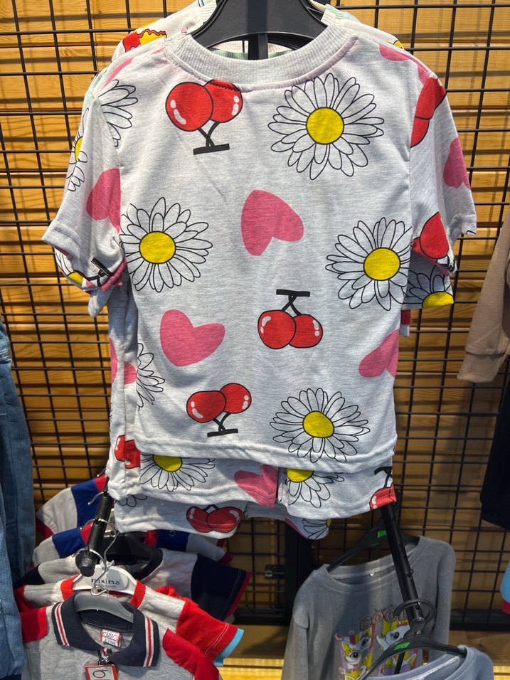 Kız Çocuk Gri Desenli Kısa Kollu Tişört - Görsel 2