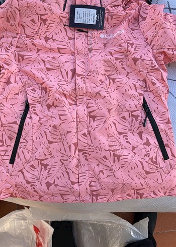Columbia Pembe Kamuflaj Kapüşonlu kadın Yağmurluk - Görsel 2