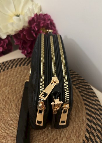 Siyah üç bölmeli cüzdan çanta / Portföy - Görsel 3