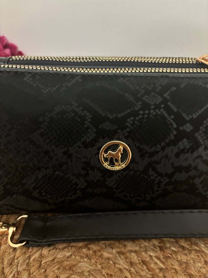 Siyah üç bölmeli cüzdan çanta / Portföy - Görsel 2