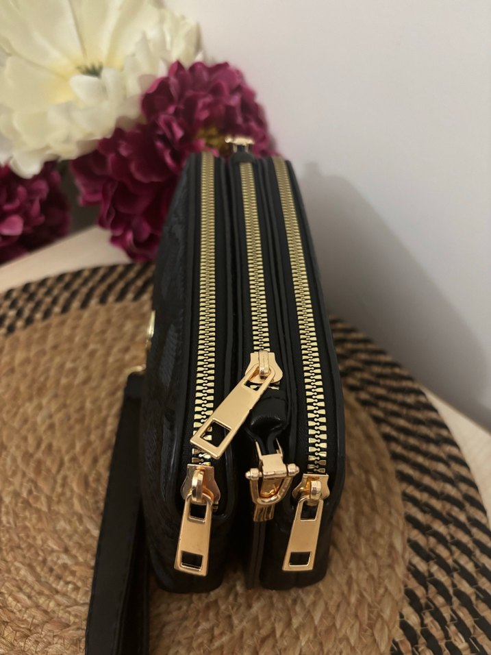 Siyah üç bölmeli cüzdan çanta / Portföy - Görsel 3