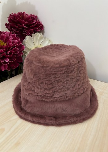 Pudra renk  Peluş Kadın Şapka - Görsel 2