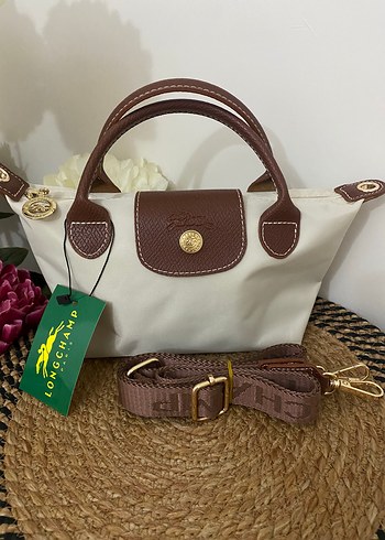 Longchamp S krem omuz askılı çanta
