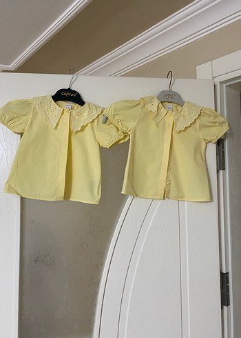 Nakışlı Düğmeli Sarı Kız Çocuk Gömlek - Görsel 2