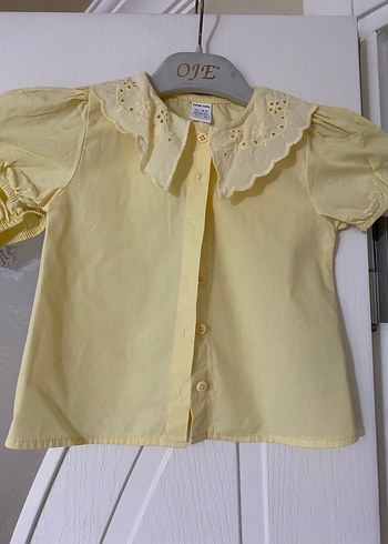 Nakışlı Düğmeli Sarı Kız Çocuk Gömlek - Görsel 6