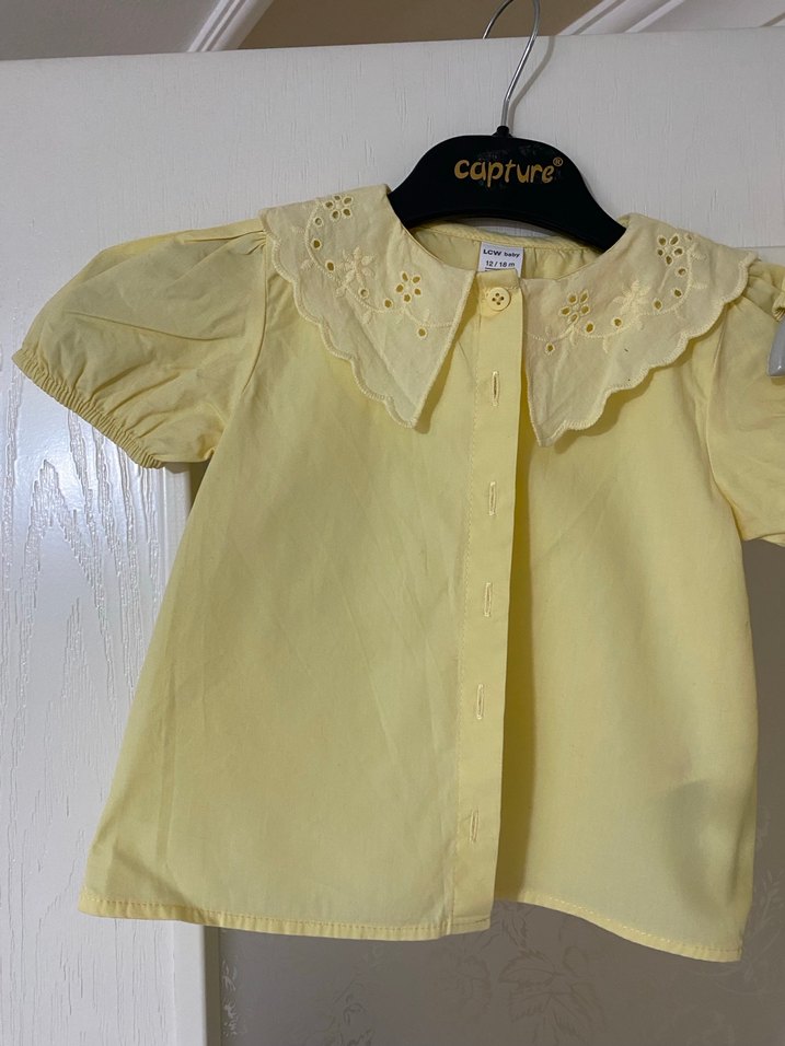 Nakışlı Düğmeli Sarı Kız Çocuk Gömlek - Görsel 3