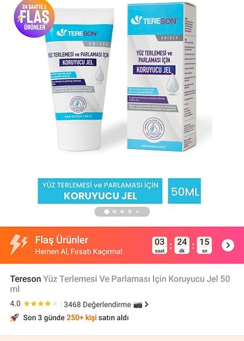 Diğer Tereson Yüz Terlemesi ve Parlaması İçin Koruyucu Jel 50ML