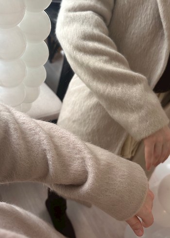 Bej Mini Kadın Deri Kaban - Görsel 4