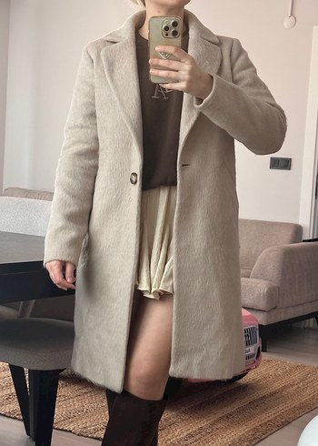 Bej Mini Kadın Deri Kaban - Görsel 3