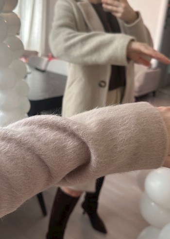 Bej Mini Kadın Deri Kaban - Görsel 5