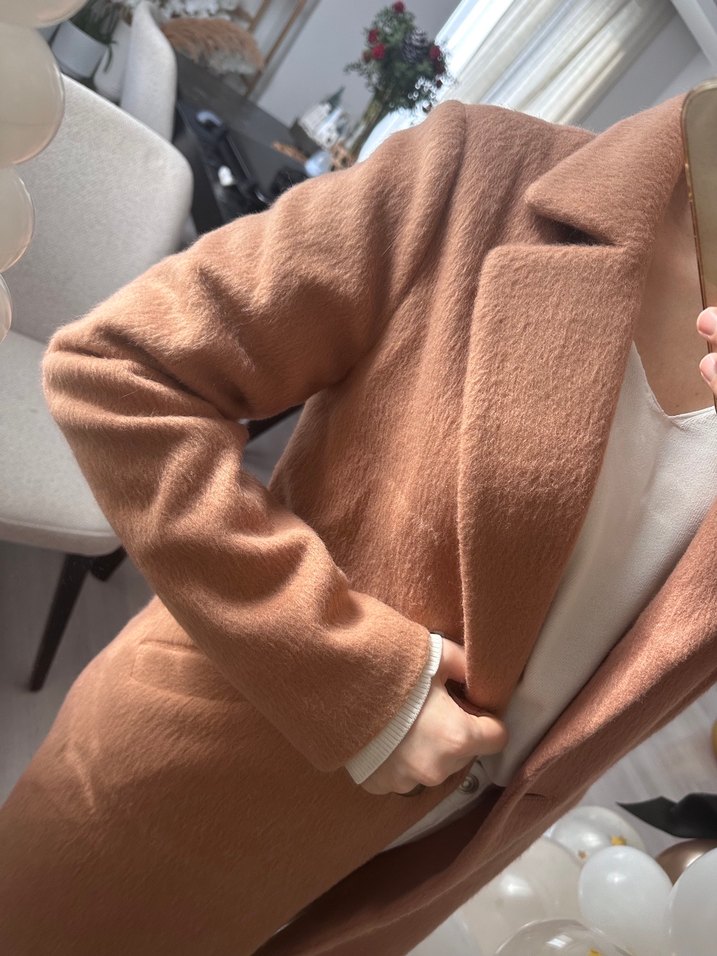 Taba Midi Kadın Yün Kaban - Görsel 4