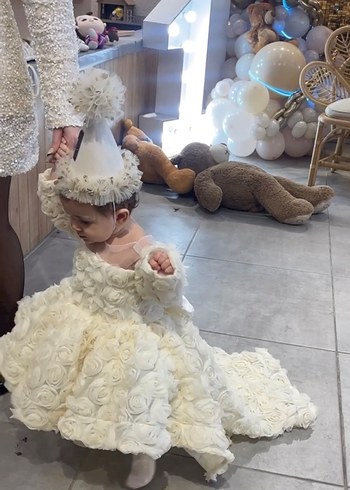 Krem Fırfırlı Gotik Kız Çocuk Elbisesi - Görsel 5