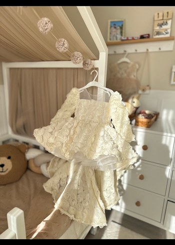 Krem Fırfırlı Gotik Kız Çocuk Elbisesi - Görsel 9