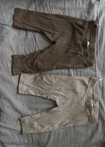 Kız Çocuk Bej Piliseli Pamuklu Tayt - Görsel 2