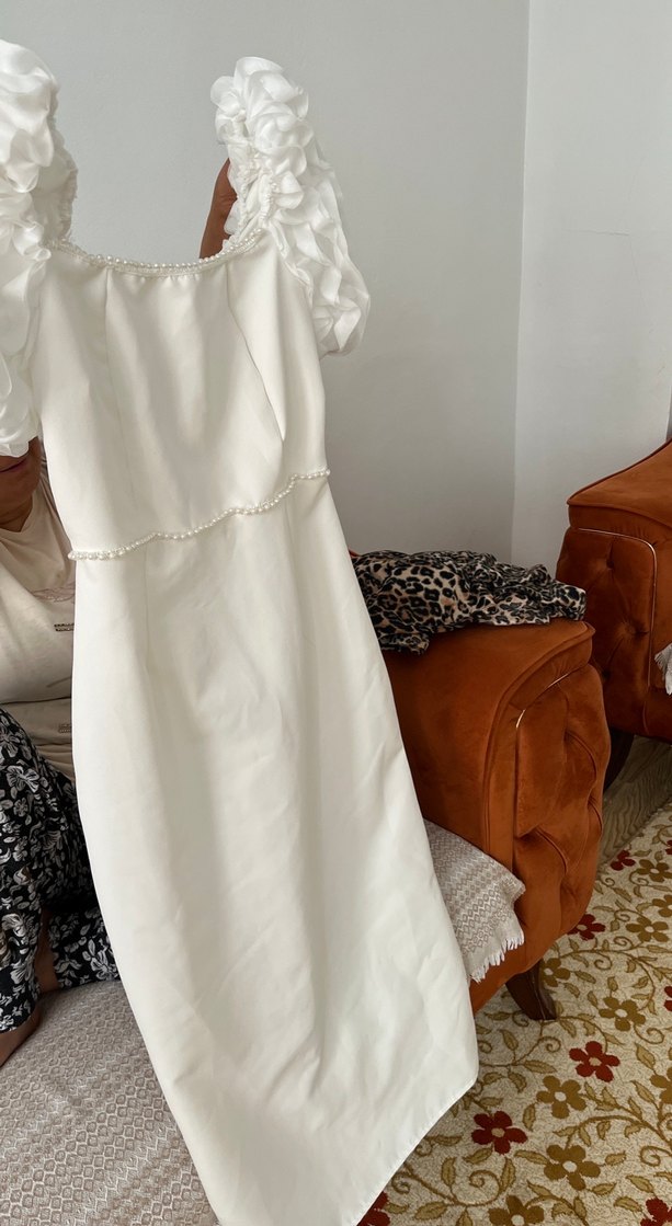 Beyaz Mini beyaz elbise - Görsel 3