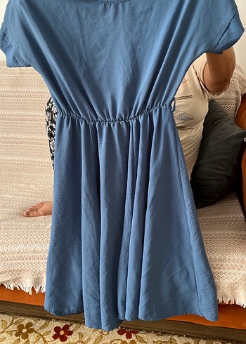 Mavi V Yaka  Midi Tunik - Görsel 2