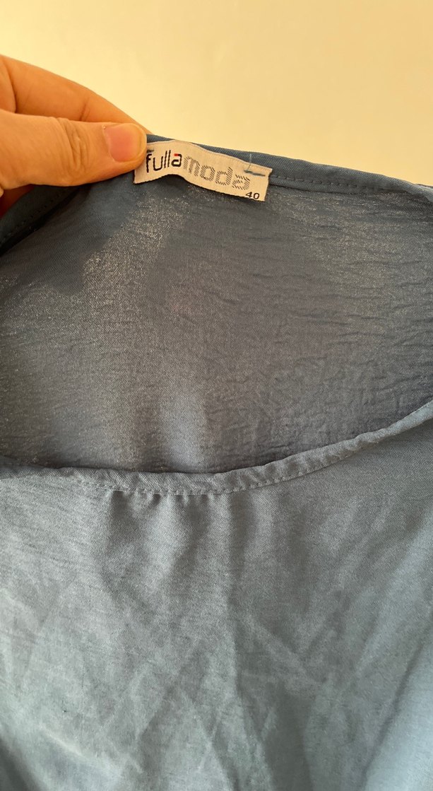 Mavi V Yaka  Midi Tunik - Görsel 3