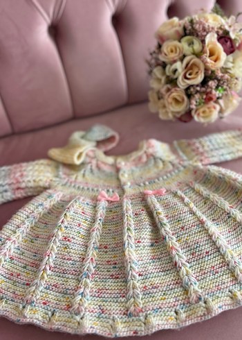 Kız Çocuk Çok Renkli Örgü elbise - Görsel 3