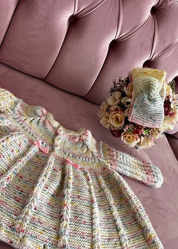 Kız Çocuk Çok Renkli Örgü elbise - Görsel 2