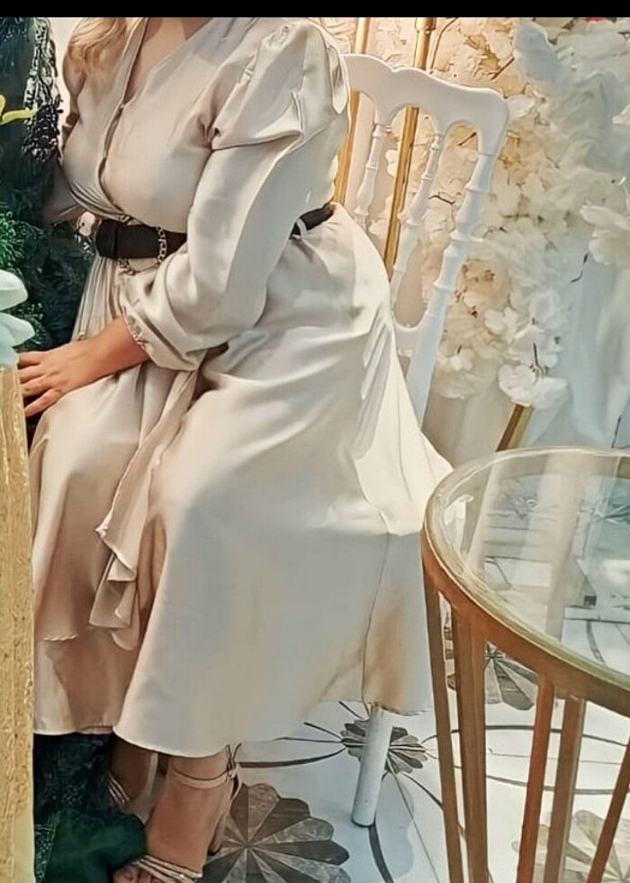 Krem elbise - Görsel 2