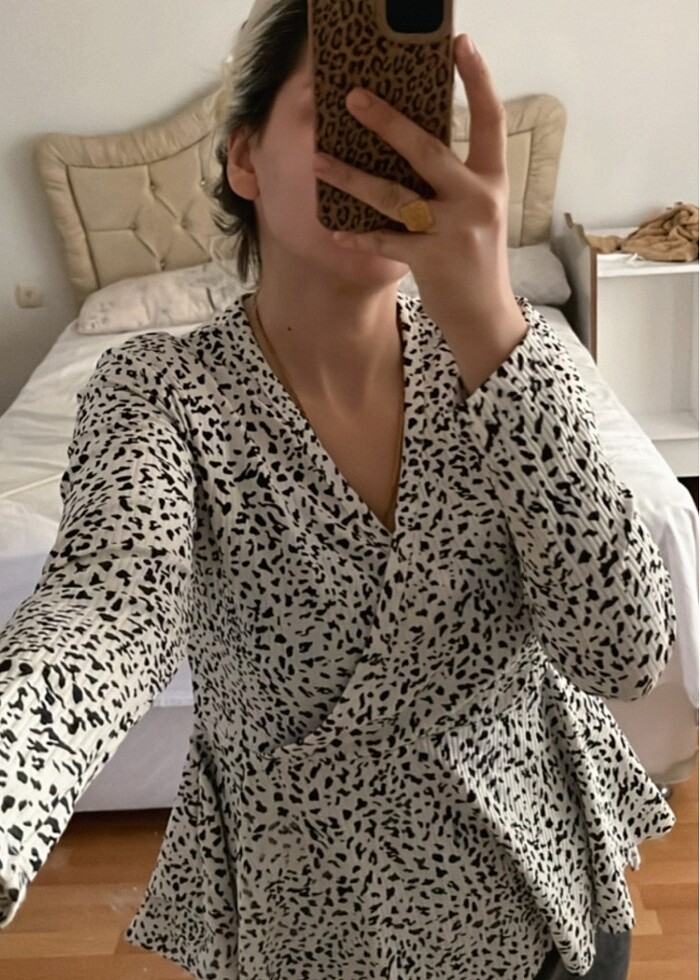 Leopar desen bluz - Görsel 2