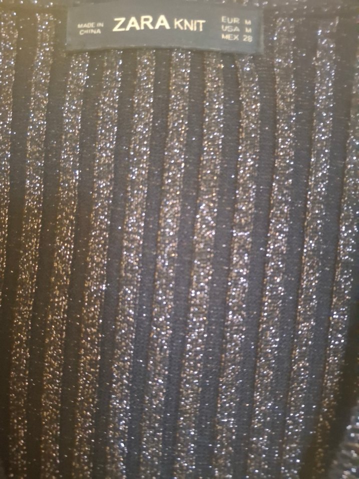 Zara Kürk Detaylı V Yaka Gri Triko Elbise - Görsel 5