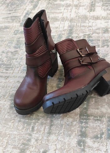 38 Beden bordo Renk Hakiki deri bordo bot