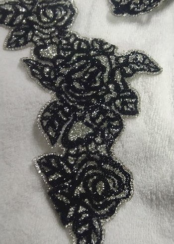 Siyah İşlemeli Boncuklu aplike büyük boyutlu - Görsel 3