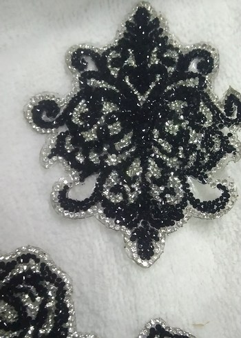 Siyah İşlemeli Boncuklu aplike büyük boyutlu - Görsel 5