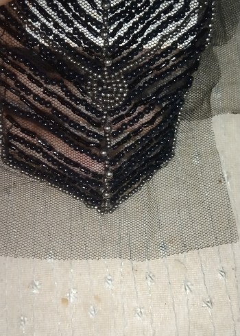 Siyah İşlemeli Boncuklu aplike büyük boyutlu - Görsel 15