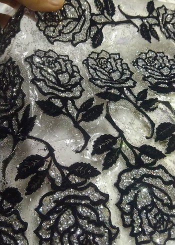 Siyah İşlemeli Boncuklu aplike büyük boyutlu - Görsel 4