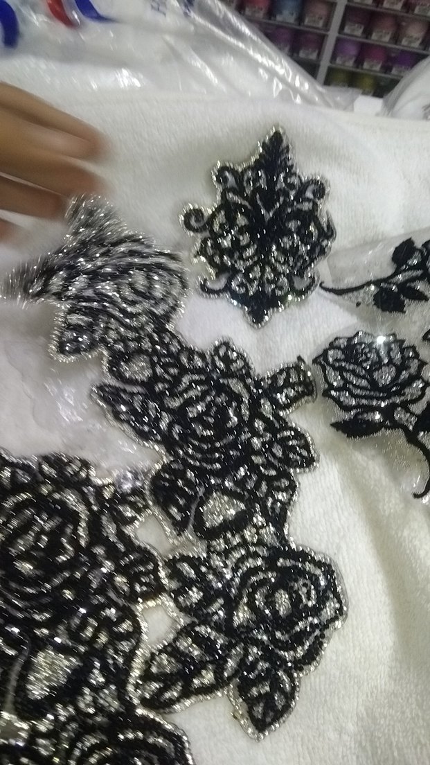 Siyah İşlemeli Boncuklu aplike büyük boyutlu - Görsel 2