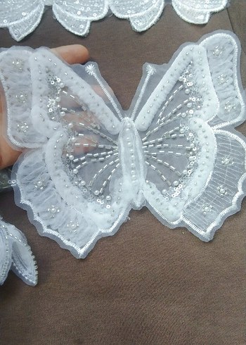 Boncuk İşlemeli Beyaz Vintage Düğün Aksesuarları tanesi 60 - Görsel 3