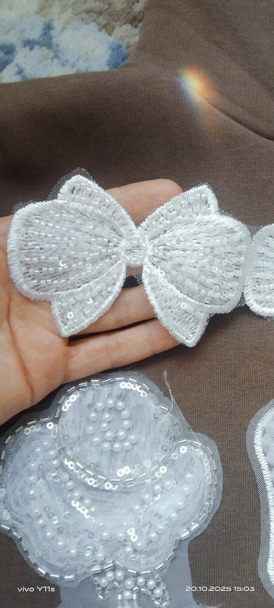 Boncuk İşlemeli Beyaz Vintage Düğün Aksesuarları tanesi 60 - Görsel 4