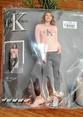 Calvin Klein Gri Kadın Uzun Kollu Pijama Takımı