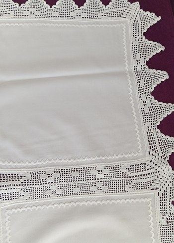 Nakışlı Beyaz Masa Örtüsü - Görsel 2