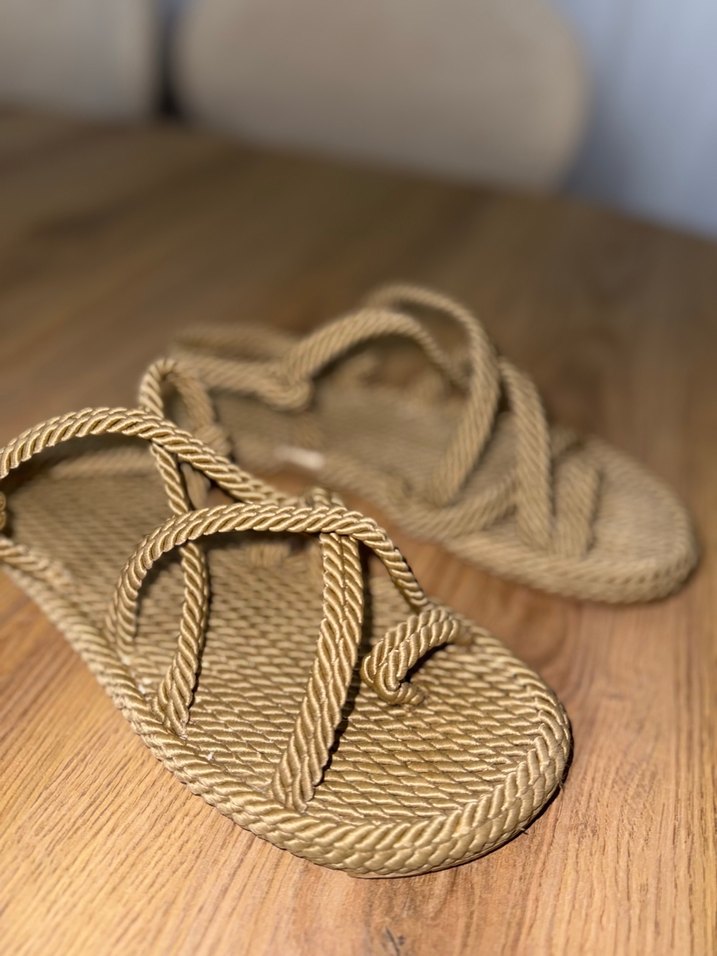 Bej Bohem Tarz Kadın Dolgu Topuklu Sandalet - Görsel 3