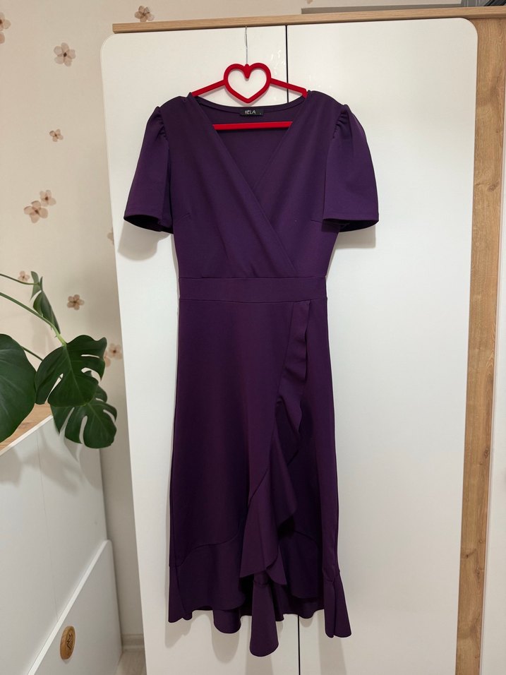 Mor V Yakalı Uzun Elbise - Görsel 3