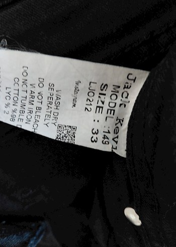 33 Beden Erkek Siyah Regular Fit Kot Pantolon