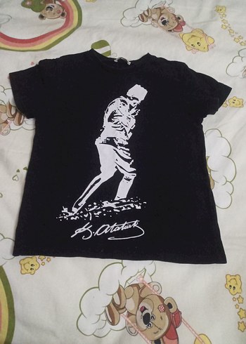 Erkek Siyah Baskılı Kısa Kollu Tişört