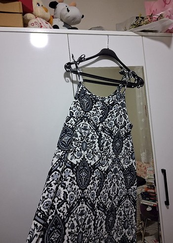 Bohem Gri Uzun Askılı Elbise - Görsel 2