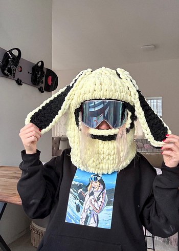 Bal baklava örgü kayak kaskı için şapka - Görsel 2